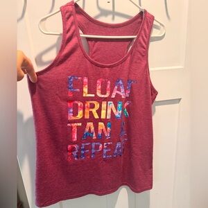 Women’s Maroon Graphic Tank Top - Float Drink Tan Repeat